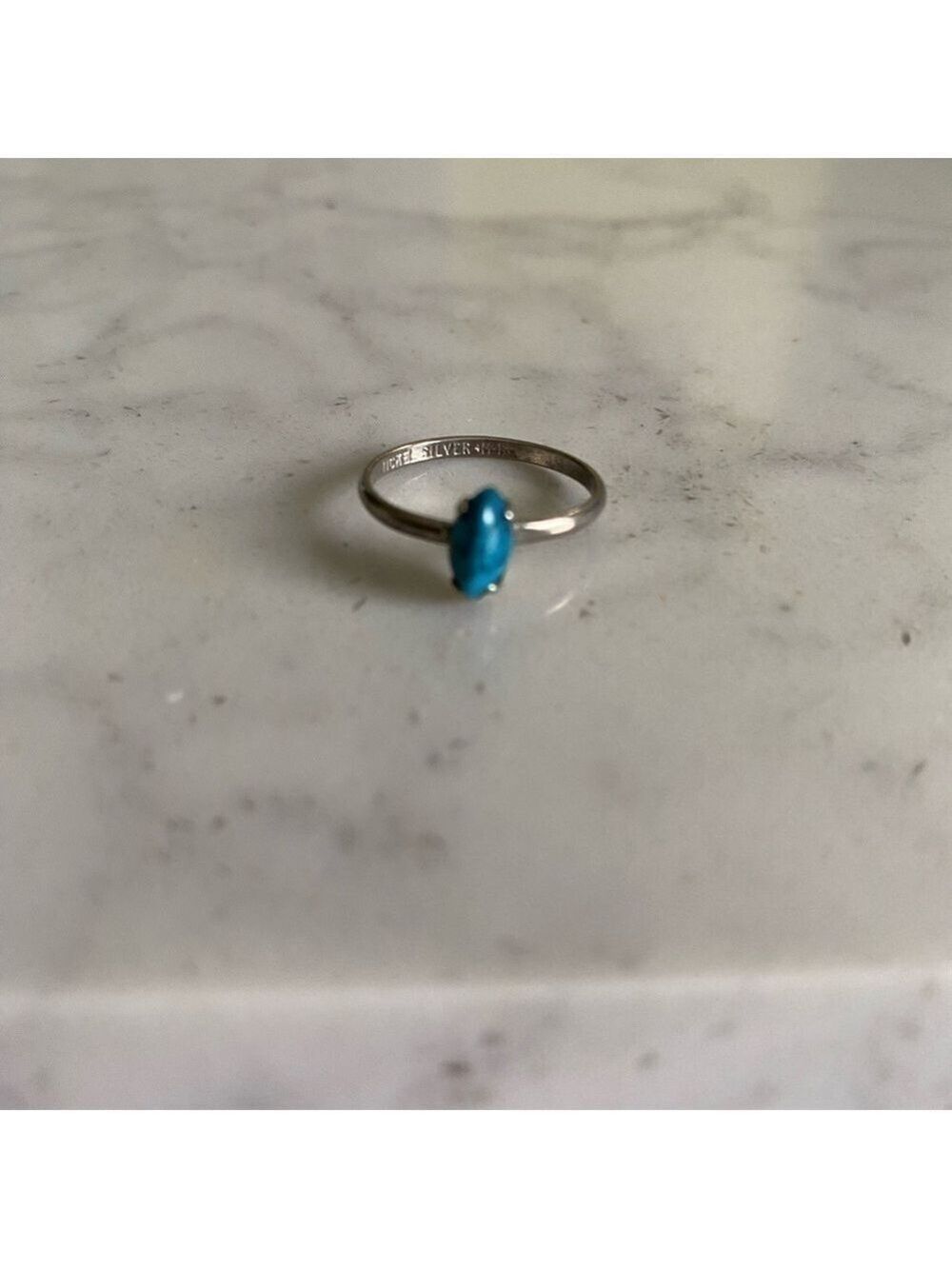 Silver Turquoise Ring Size 5 - Picture 4 of 4
